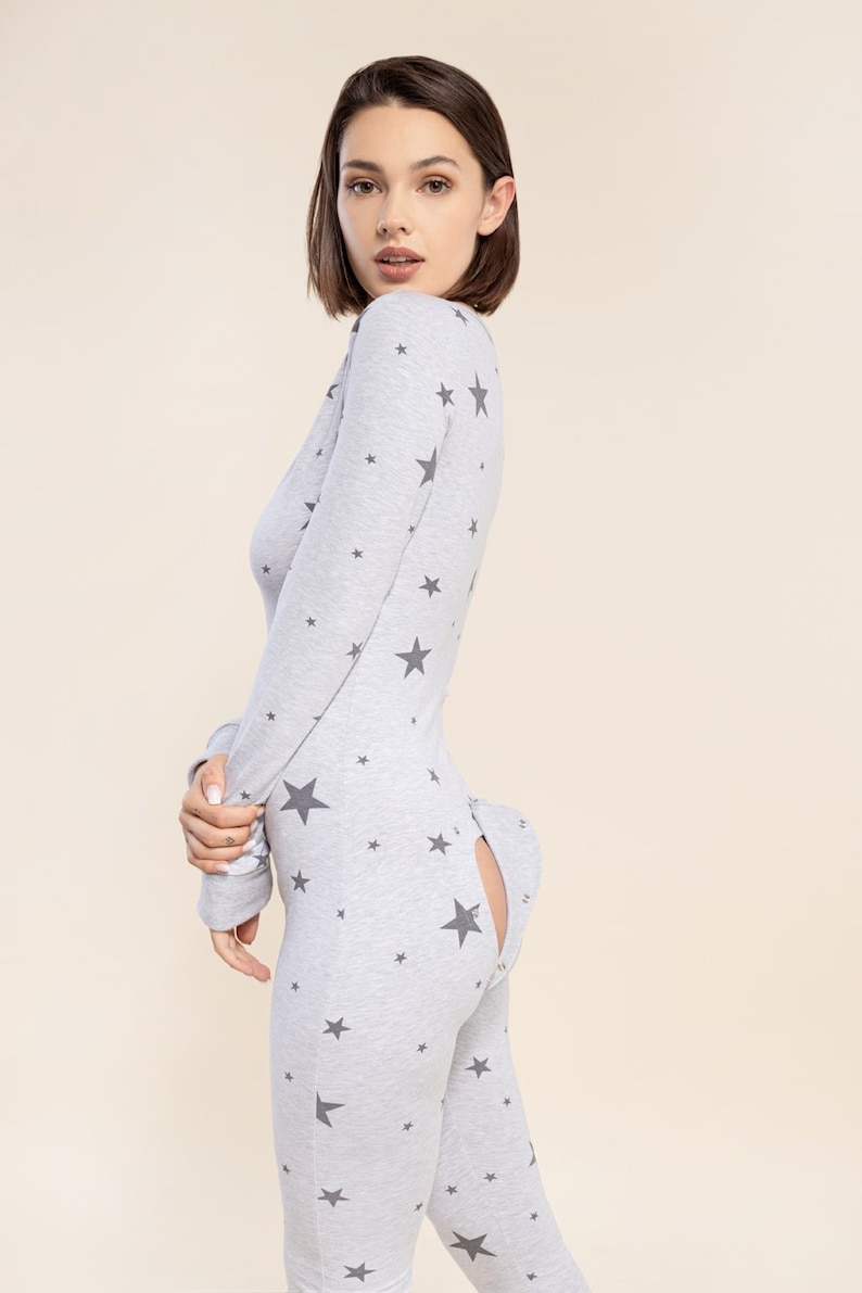 Pajama With Open Butt Flap Sexy Sleep Suit Grey Big Star Etsy Australia 
