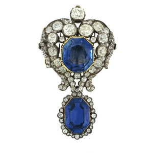 Vintage Style Sapphire Dangle Brooch Pin 925 Sterling Silver High End Royal Handmade Brooch Party Wear- Adastra Jewelry