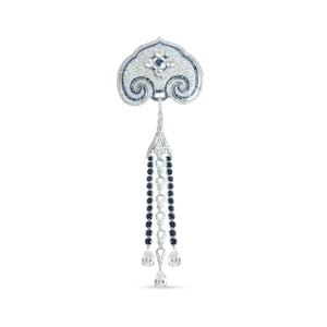 Broszka Art Deco Srebro Sterling 925 Szpilka z szafirem Symulowany diament Sprawdź Długa niebiesko-biała broszka z cyrkonią w kształcie gruszki | ADASTRA JEWELRY