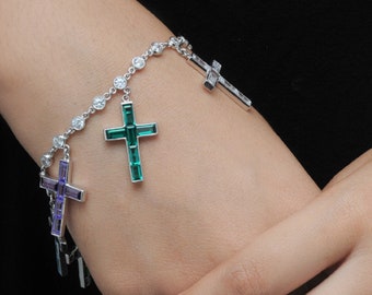 Wallis Simpson Inspired Cross Charm Bracelet Customized in 925