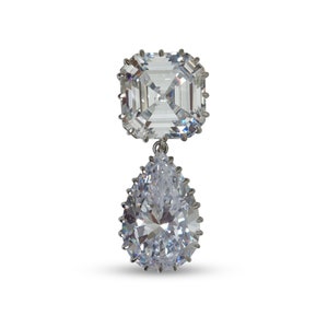 Vintage Style Asscher Drop Brooch for Women Cubic Zirconia Inspired by Queen Elizabeth Handmade Royal Heritage Jewelry | Adastra Jewelry