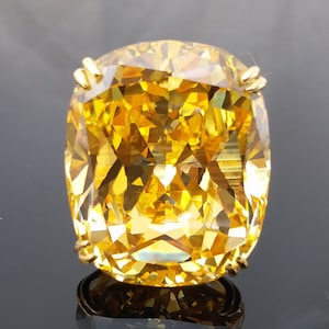 Statement Ring For Women 925 Sterling Silver Yellow Gold Plated Cushion-Cut Fancy Jewelry Huge simulated Diamond CZ Ring Adastra Jewelry