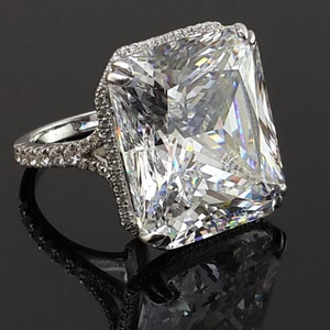 Statement Ring For Women 925 Sterling Silver Radiant Cut 35ct Jewelry Handmade Big Diamond Ring Cubic Zirconia Party Wear Adastra Jewelry