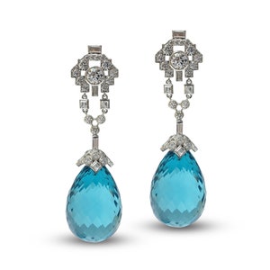 Kolczyki wiszące Briolette Drop Dangle dla kobiet Srebro próby 925 Aqua & White Round-Cut Sprawdź Kolczyki z cyrkoniami na imprezę | BIŻUTERIA ADASTRA