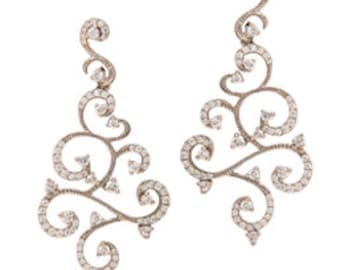 Long Dangle Earrings For Women 925 Sterling Silver Filigree Diamond Check Out Handmade Party Wear Cubic Zirconia Earrings | ADASTRA JEWELRY