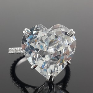 10ct White Heart-Cut Statement Proposal Ring 925 Sterling Silver CZ Handmade Party Wear Jewelry For Women