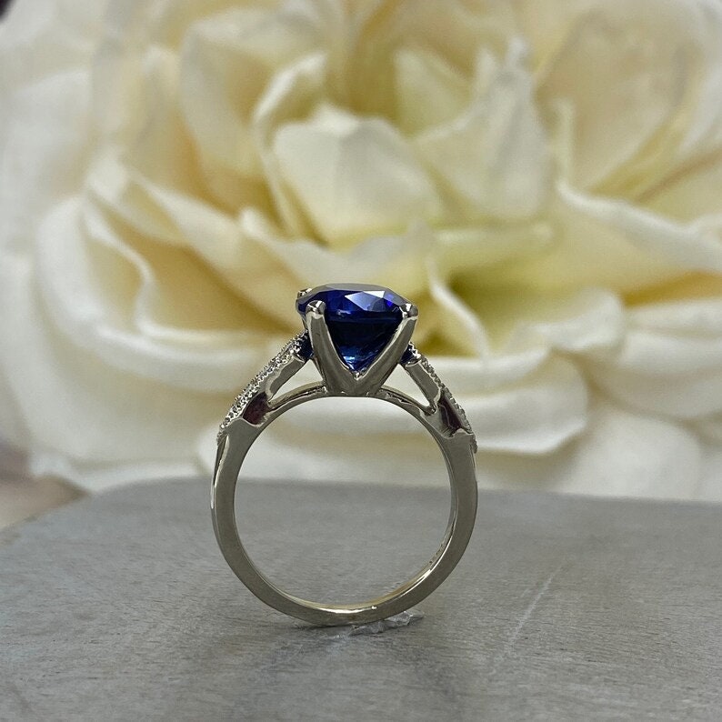 Gwyneth Paltrow Sapphire Engagement Ring Birthstone Jewelry Bridal Ring Diamond Studded Jewelry Handmade Gift Adastra Jewelry