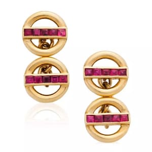 Beautiful Lab Burma Ruby Cufflinks 925 Sterling Silver Authentic Stylish Jewelry For Men