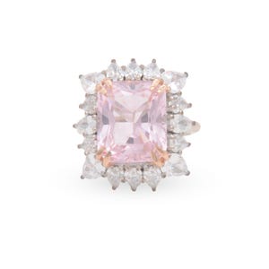 Gorgeous Radiant Cut Pink & White CZ 925 Sterling Silver Handmade Ring Bridal Wear For Women