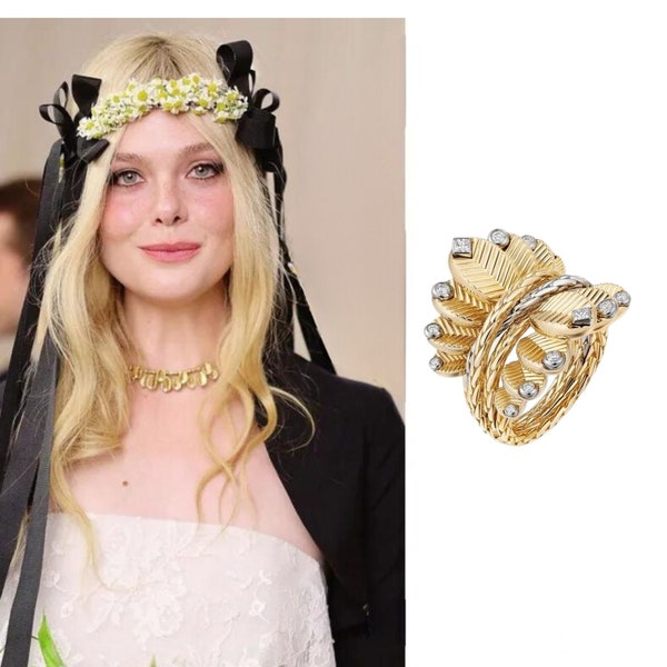 Elle Fanning Glamorous Ring, Luxury Jewelry, Handmade Jewelry, Gift for her, Designer Jewelry, Celebrity Jewelry, Adastra Jewelry