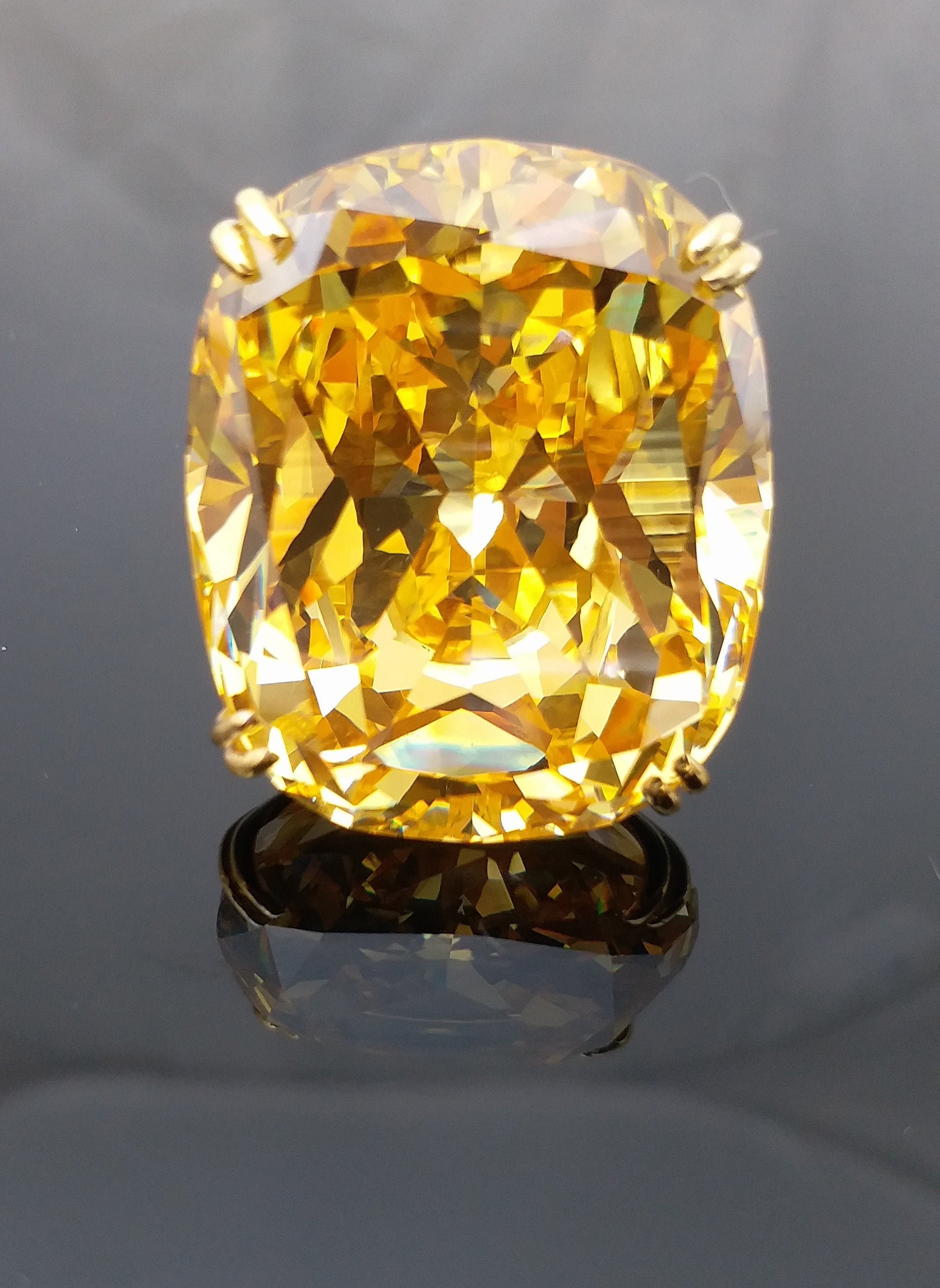 Statement Ring For Women 925 Sterling Silver Yellow Gold Plated Cushion-Cut Fancy Jewelry Huge simulated Diamond CZ Ring Adastra Jewelry