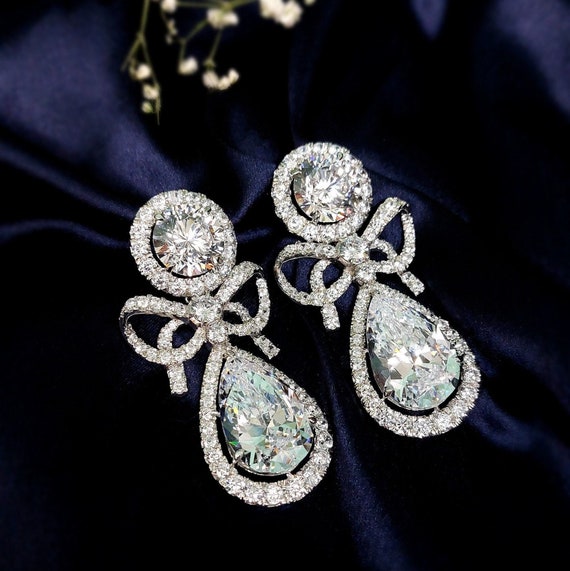 Catherine the Great Pear Bow Dangle Earrings for Women Victorian Style Handmade Heritage Jewelry Adastra Jewelry Etsy Australia