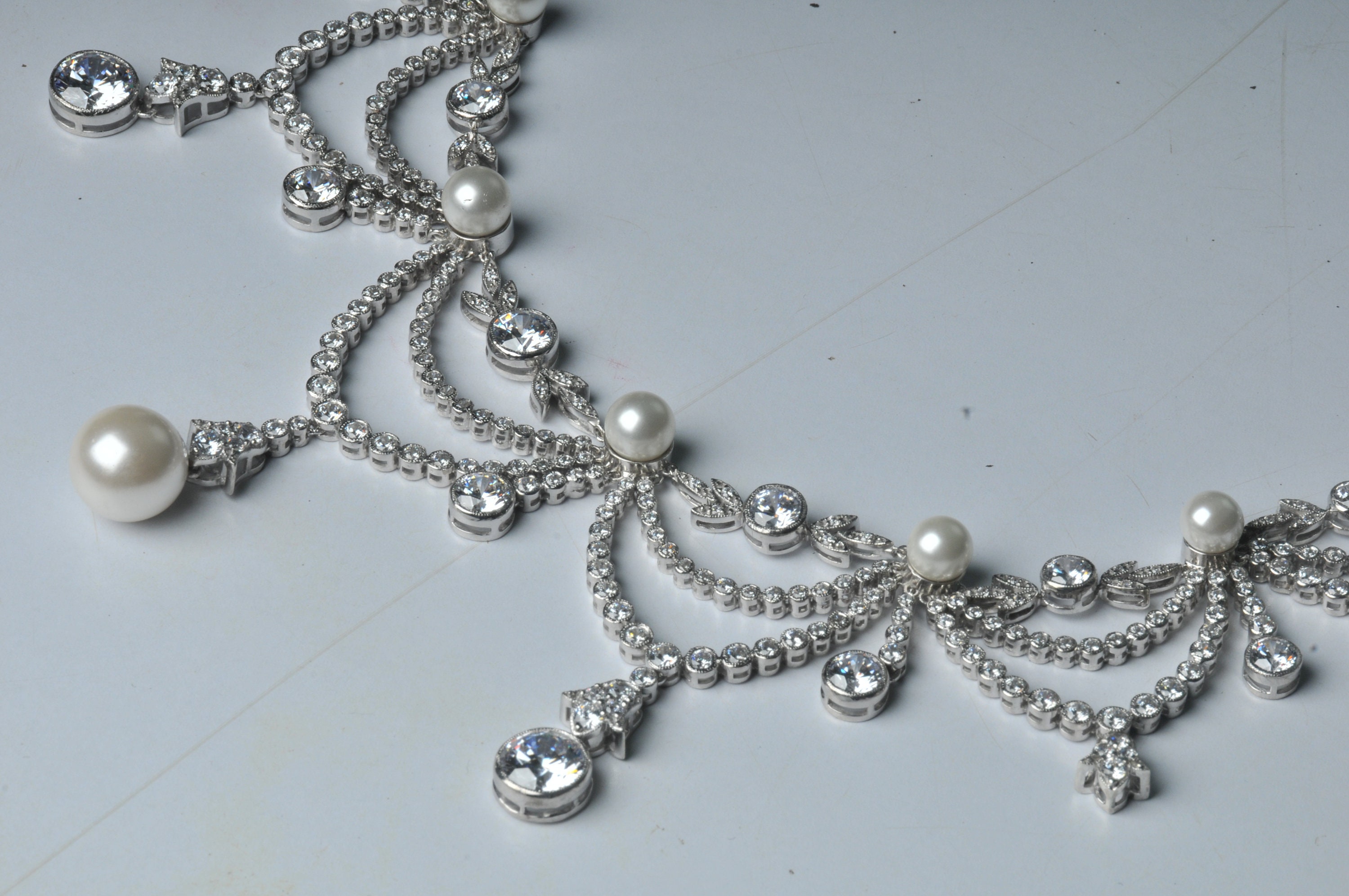 Vintage Style Festoon Pearl Necklace for Women 925 Sterling