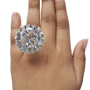 Statement Ring 100ct White Round Brilliant-Cut Jewelry For women 925 Sterling Silver Fine Handcrafted CZ Party Wear  Adastra Jewelry