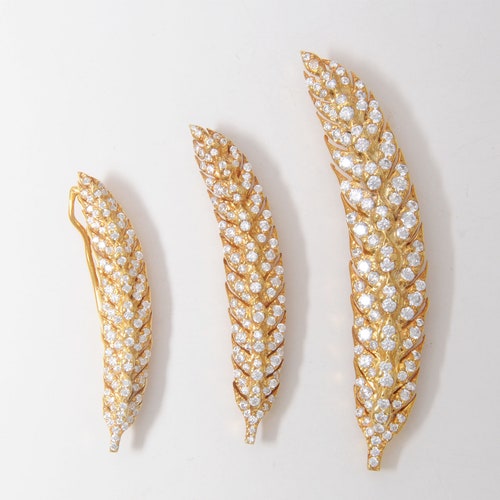 Sheaf of Wheat Grass Victorian Brooch White Gold Plated and Yellow shops Gold Plated available 40mm, 50mm & 60mm - Curved Right Adastra Jewelry