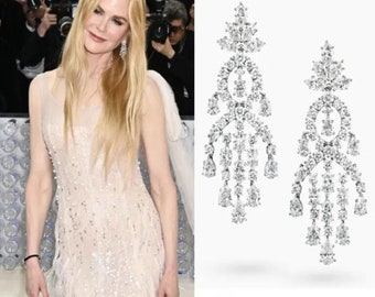 Nicole Kidman Gorgeous Diamond Chandelier Earrings, Luxury Jewelry, Handmade Jewelry, Gift for her, Celebrity Jewelry, Adastra Jewelry