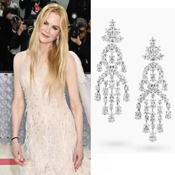 Nicole Kidman Gorgeous Diamond Chandelier Earrings, Luxury Jewelry, Handmade Jewelry, Gift for her, Celebrity Jewelry, Adastra Jewelry