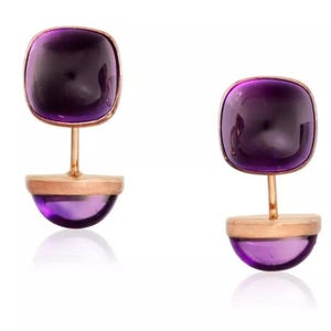 Elegant Cabochon Lab Amethyst Handcrafted Cufflinks 925 Sterling Silver Jewelry