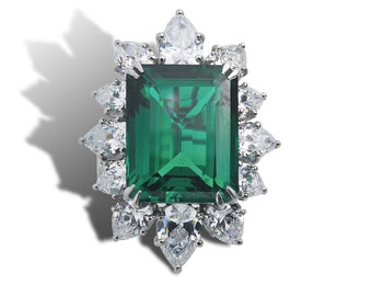 Elizabeth Taylor Ispirata Spilla Pera Verde Smeraldo Gioielli Vintage Argento Sterling 925 Replica Collezione Reale / Gioielli Adastra