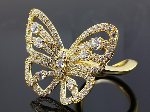 Butterfly round cut deals sterling silver ring