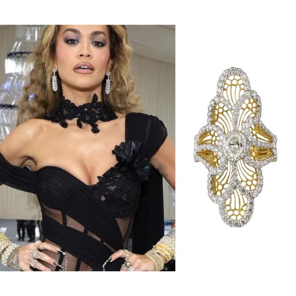 Rita Ora Vintage Dimond Ring, Luxury Jewelry, Handmade Jewelry, Gift for her, Designer Jewelry, Celebrity Jewelry, Adastra Jewelry