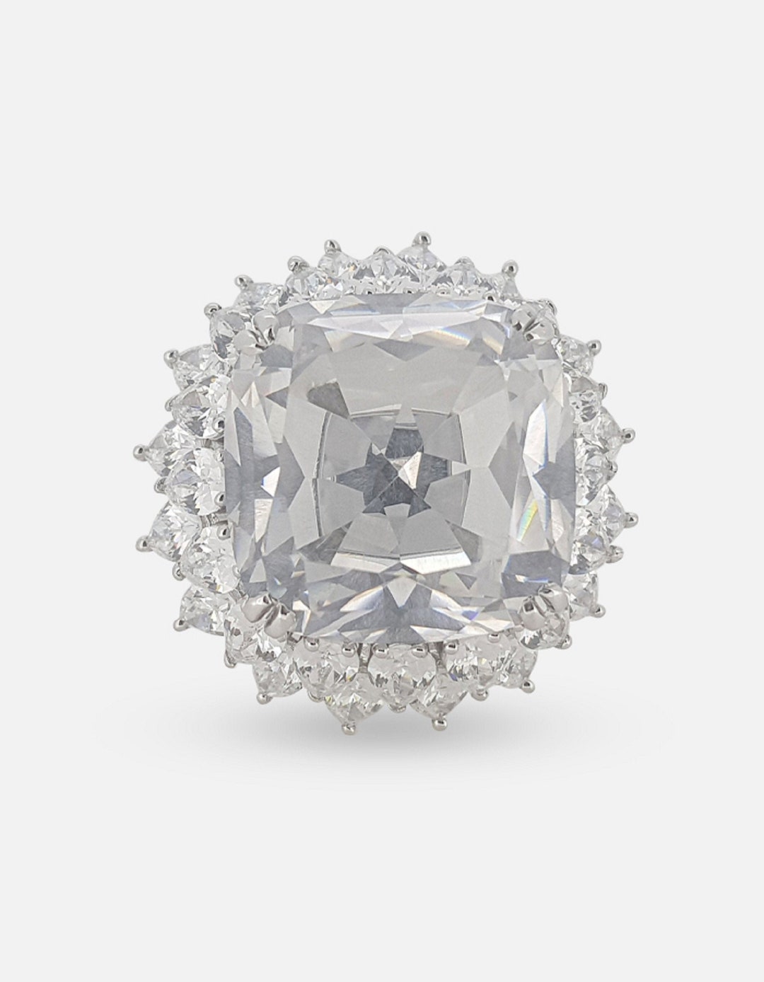 Statement Ring for Women 925 Sterling Silver White Cushion-cut Jewelry ...