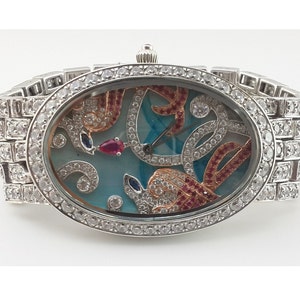 7ct Wrist Watch Oval Mop Designer Jewelry For women Clasp Bracelet Studded Strap Amazing Handcrafted Watch Cubic Zirconia Adastra Jewelry