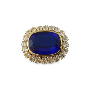 Sapphire Brooch For Women/Men 925 Sterling Silver Halo Design Blue Cushion-Cut Shop Party Wear Royal Vintage CZ Pin Brooch | ADASTRA JEWELRY