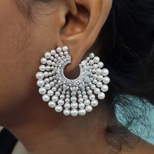 Perle Diamant Ohrringe, Brautschmuck, Geschenk für sie, handgemachter Schmuck | ADASTRA SCHMUCK