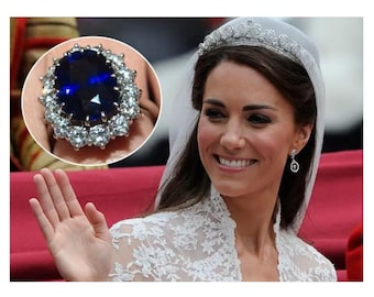 Princess Diana Ring, 12ct Oval Sapphire Jewelry for Women, 925 Sterling Silver Halo Engagement Ring, Size7,  Dinner Ring