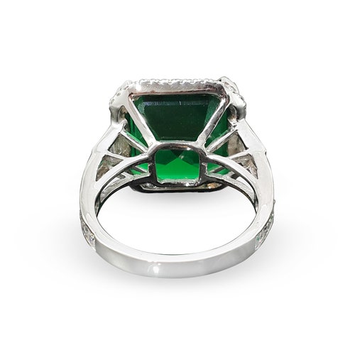Statement Ring Green Asscher-Cut For Women's 925 Sterling Silver Beautiful Work Fine shops Handmade Vintage Jewelry Cubic Zirconia Adastra Jewelry
