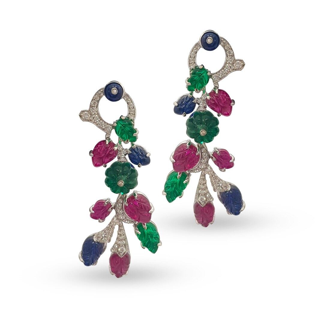 Dangle Drop Earrings for Women 925 Sterling Silver Red & Blue - Etsy