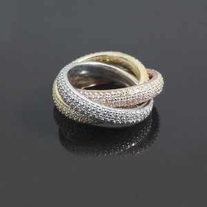 Trinity Pave wedding Band, 925 Sterling Silver, Wedding Gift , Handmade jewelry Adastra Jewelry