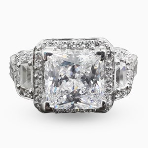 S925 スターリングシルバープリンセスカット sonaダイヤモンドリング プリンセスカットダイヤモンドリング D 0.525ct M-VVS2 0.28ct