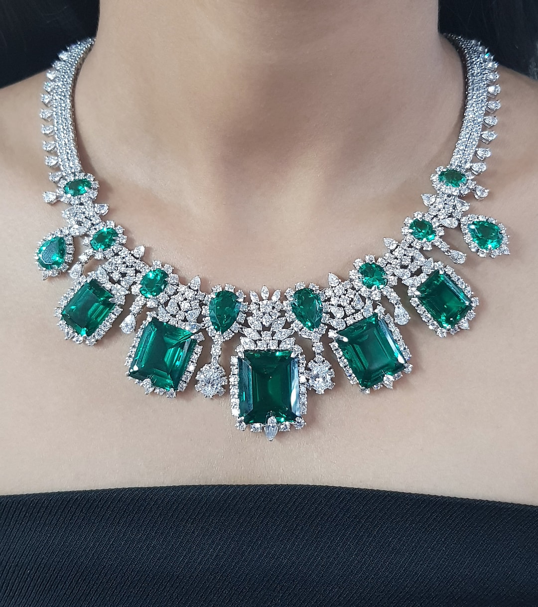 Emerald Necklace for Women Green Synthetic Jewelry 925 - Etsy