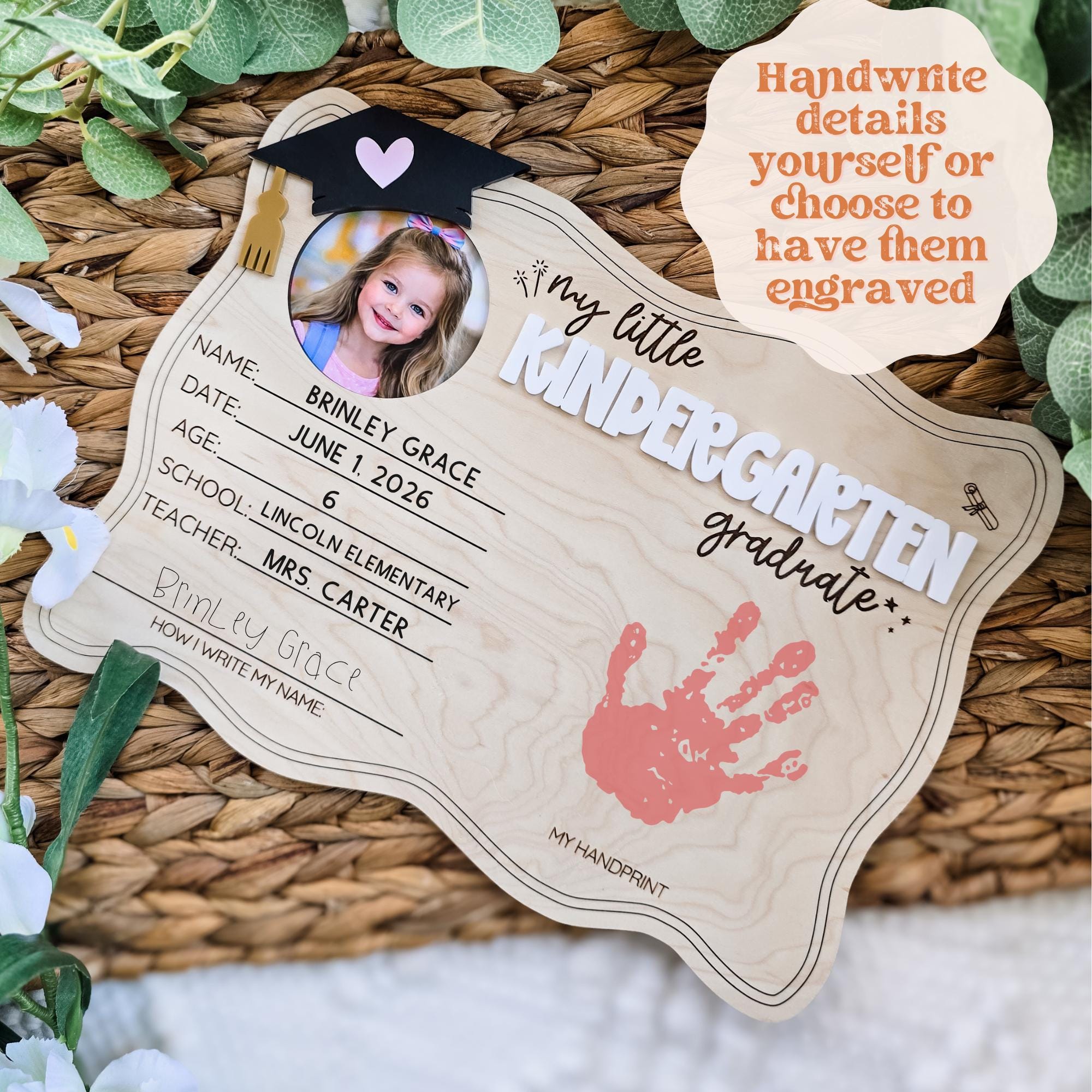 Kindergarten Graduate Keepsake Sign, Graduation Photo Frame, Elementary ...
