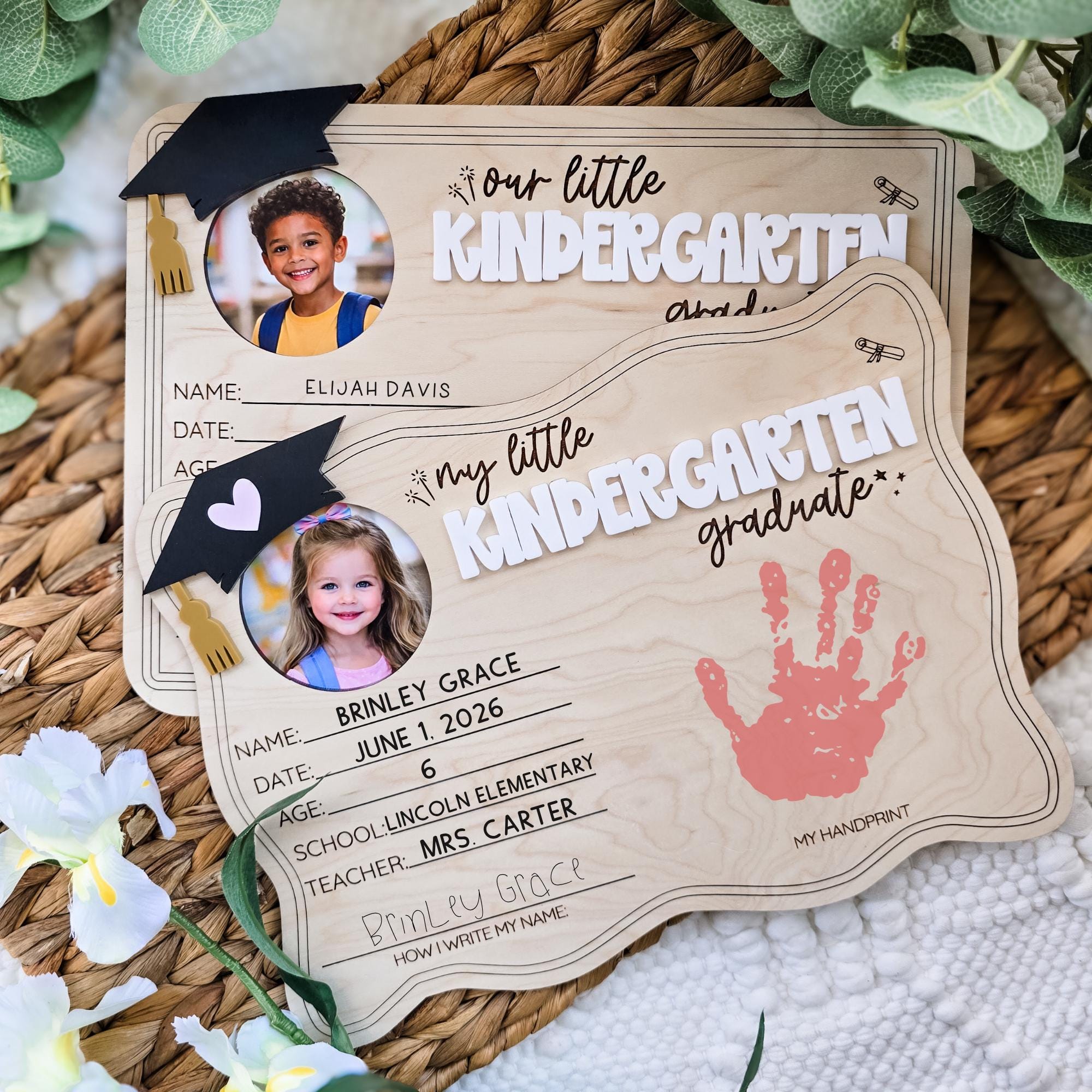 Kindergarten Graduate Keepsake Sign, Graduation Photo Frame, Elementary ...