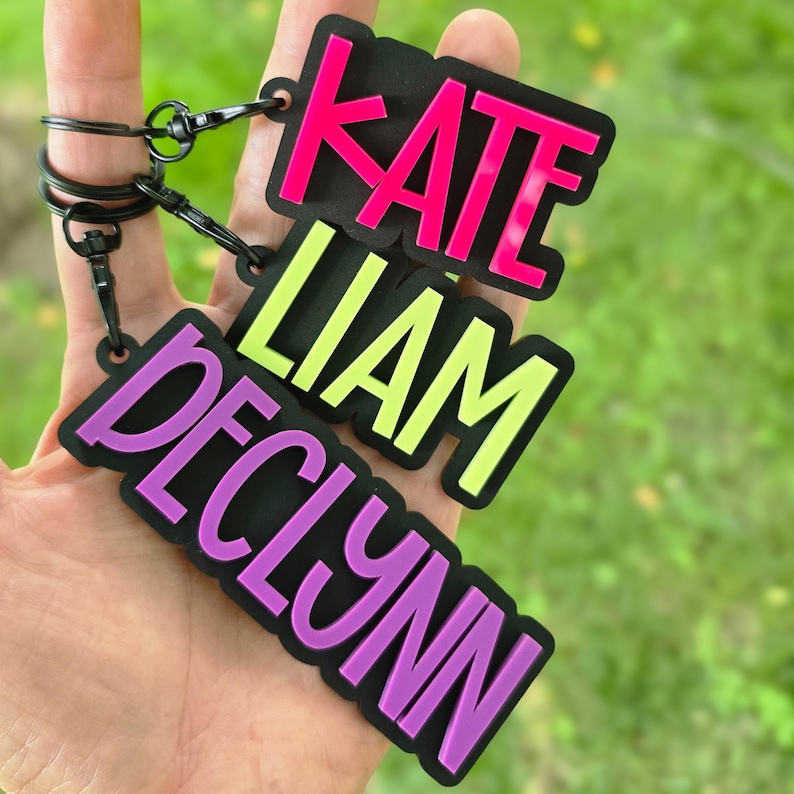 Personalized Bookbag Tag, Boys Backpack Tag, Acrylic Name Tag, Diaper Bag Tag, Kids Luggage Tag, Custom Name Tag, Kids Name Keychain image 7