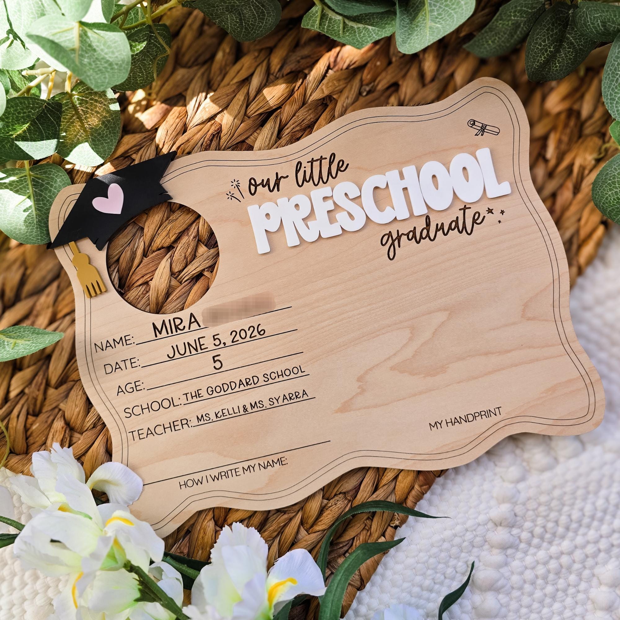 Kindergarten Graduate Keepsake Sign, Graduation Photo Frame, Elementary ...