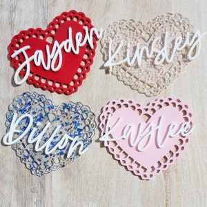 Valentine&#39;s Day Basket Tag | Personalized Valentine&#39;s Day Name Tag | Acrylic Heart Name Tag | Custom Basket Tag | Heart Basket Tag