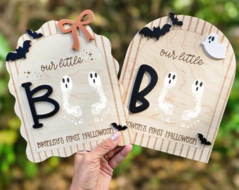 Personalized DIY Halloween Footprint Sign: Baby's First Milestone Keepsake & New Mom Gift