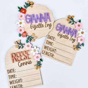 Wildflower Birth Announcement Sign, Floral Birth Stat Sign, Birth Stat Sign for Hospital, Newborn Photo Prop, Nursery Name Sign, Fresh 48