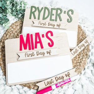 Personalized First and Last Day of School Sign, Reusable First Day of School Sign, First Day Photo Prop, Interchangeable Dry Erase Sign