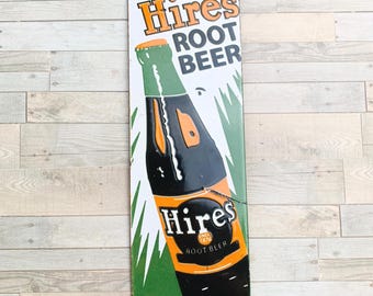 Vintage Hires Root Beer Porcelain Sign: Soda Shop Decor (12x4")