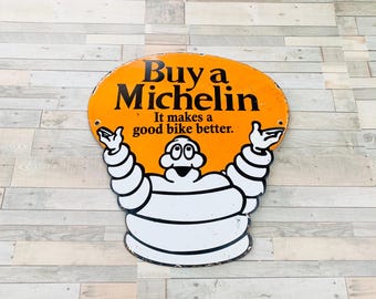 Znak z porcelany Michelin w stylu vintage, reklama opon Bibendum, dekoracja garażu na olej napędowy