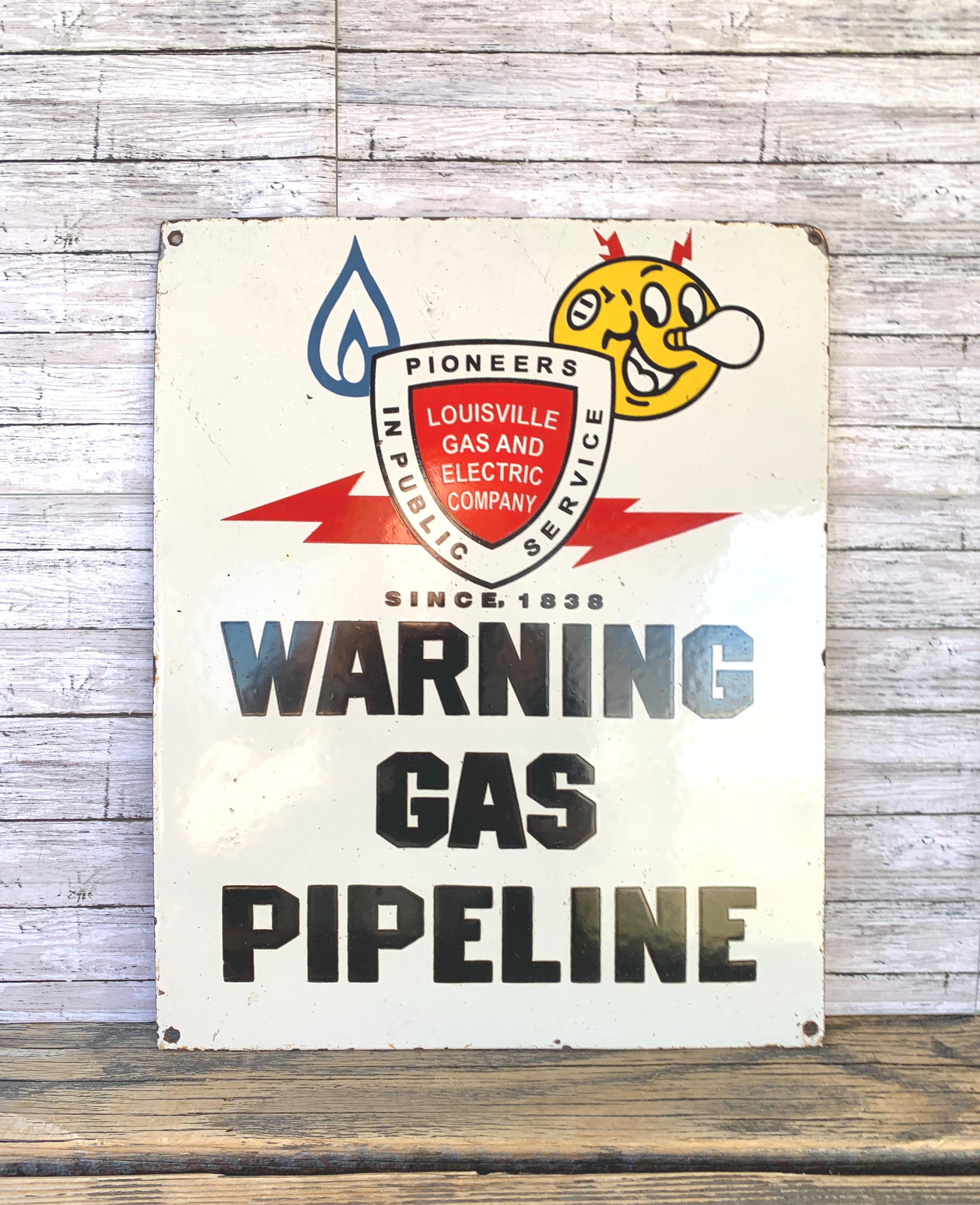 ヴィンテージ 警告 石油パイプライン 標識 看板 / アメリカ PETROLEUM