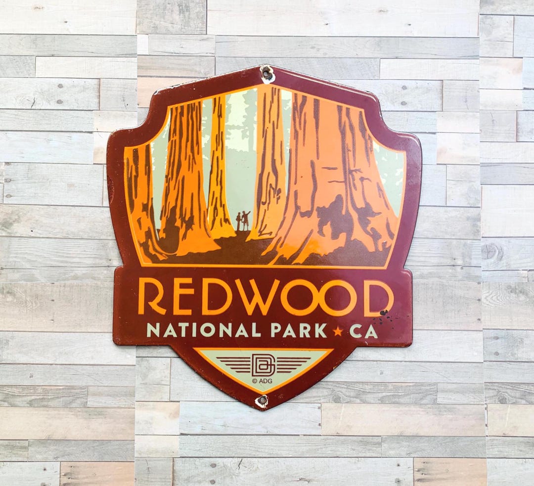 Redwood Sign Vintage Redwood National Park Porcelain Sign • 12x11 Metal Wall Decor ...