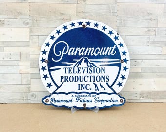Vintage Porcelain Paramount Television Sign | Movie Studio Wall Decor