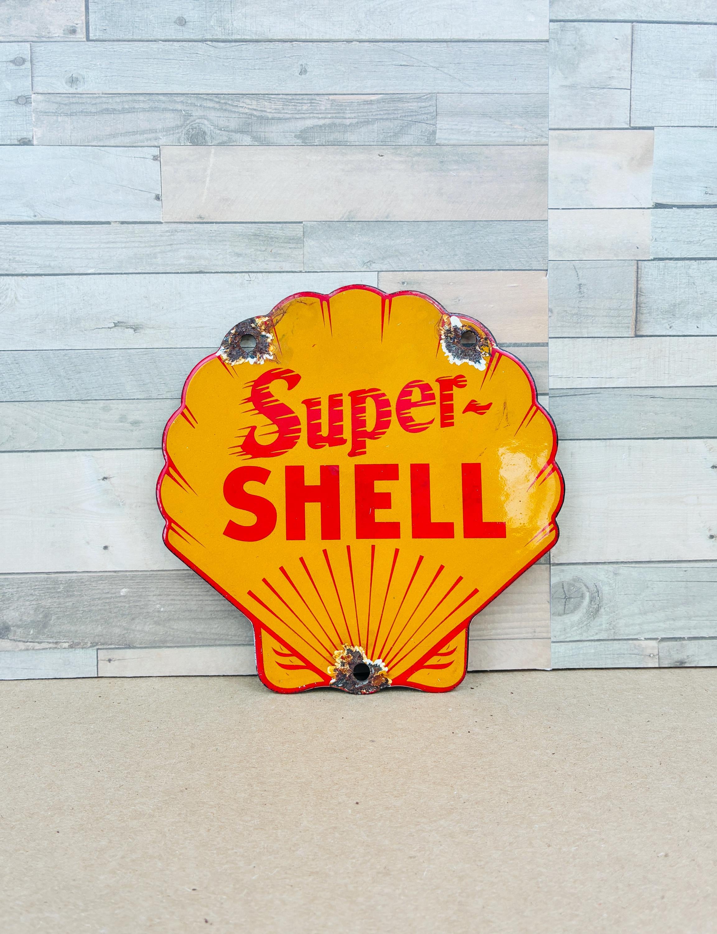 Shell Vintage Enamel Sign - Etsy