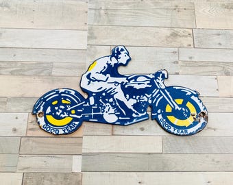Letrero de porcelana vintage de motocicleta Goodyear, decoración para garaje de gasolina y aceite de motociclista